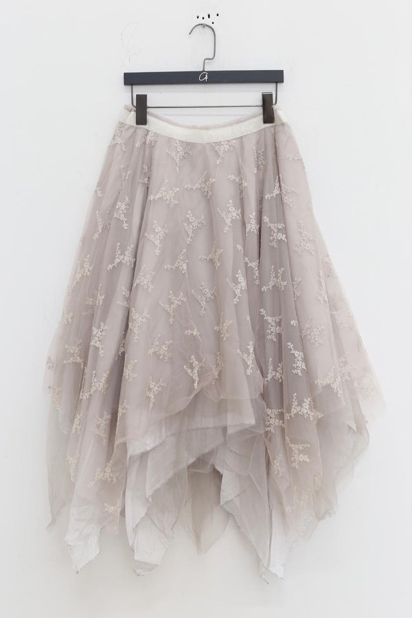 Marc Le Bihan lace embroidered skirt 2596 series plant dyeing France MLB-2596-ZZHUI PEARL GREY pearl gray lace embroidery